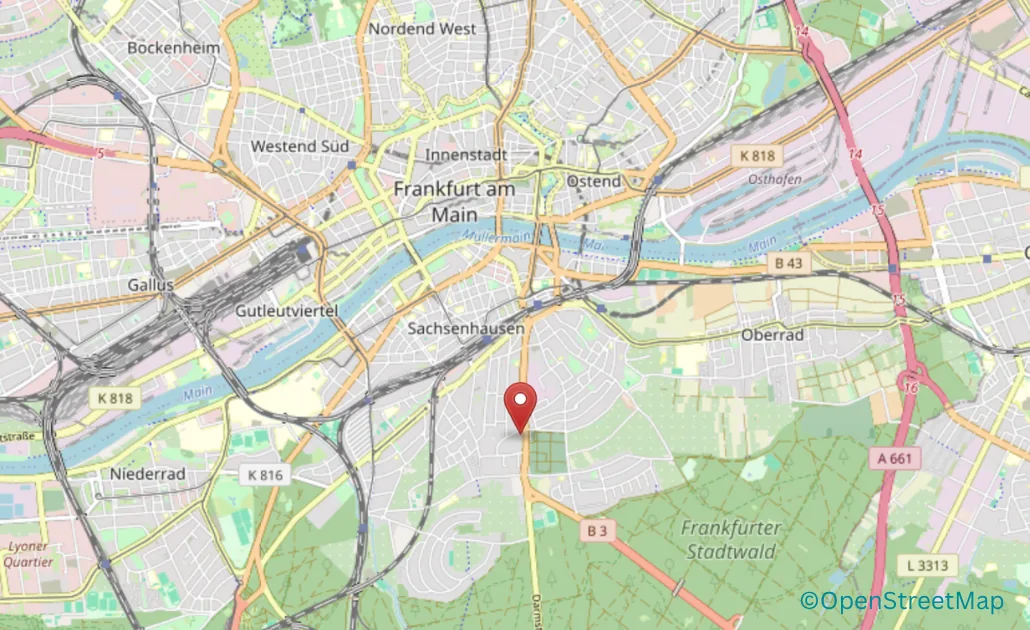 Anfahrtsskizze zum Leonardo Royal Hotel Frankfurt Sachsenhausen
